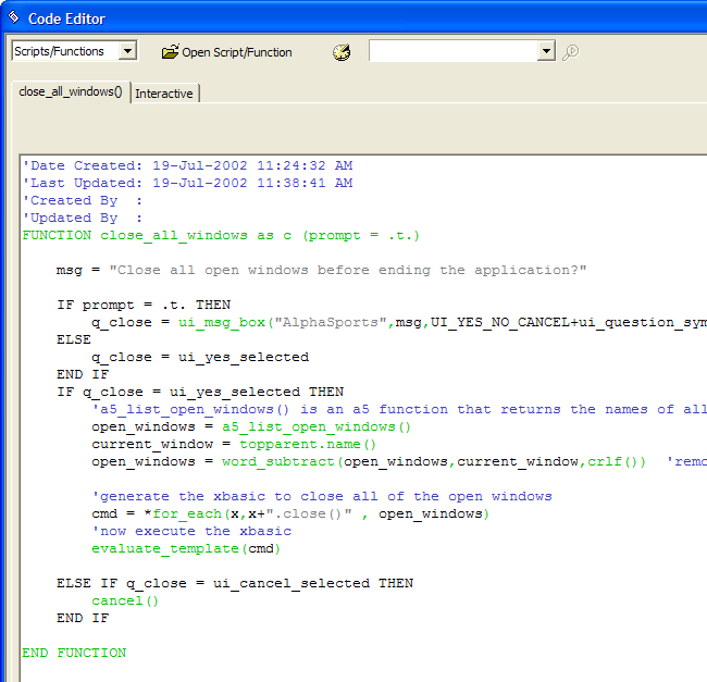 Code Editor Function